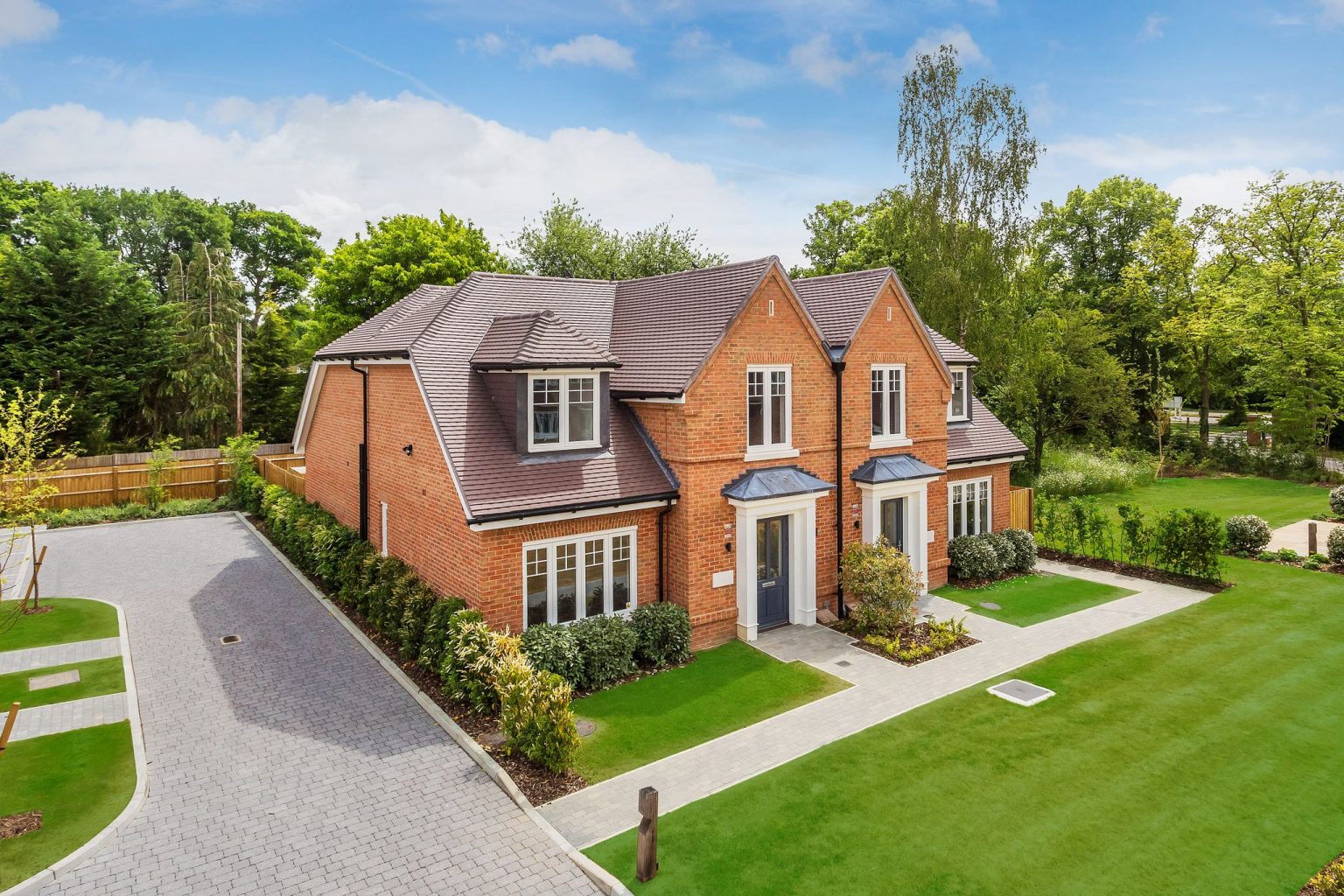 Completed houses and landscape seen from above